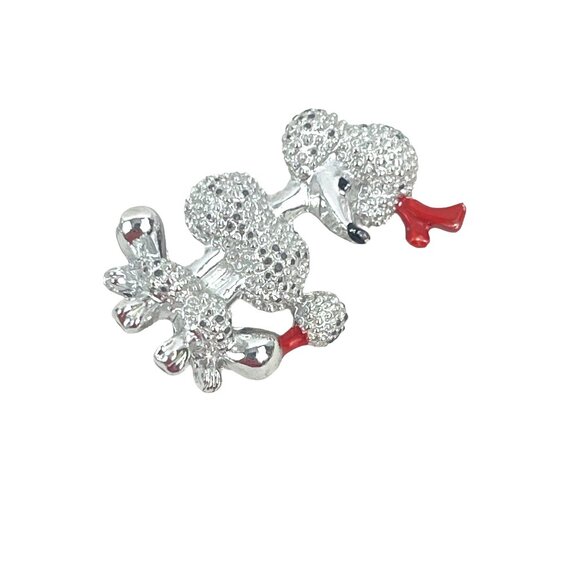 Vintage Silver and Red Poodle Brooch Pin - Picture 3 of 7